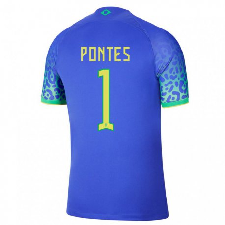 Kandiny Hombre Camiseta Brasil Mycael Pontes #1 Azul 2ª Equipación 22-24 La Camisa Chile