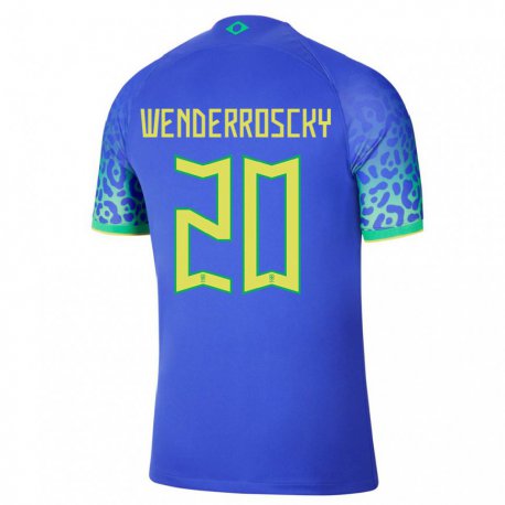 Kandiny Hombre Camiseta Brasil Arthur Wenderroscky #20 Azul 2ª Equipación 22-24 La Camisa Chile