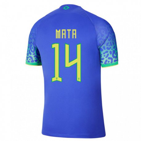 Kandiny Hombre Camiseta Brasil Da Mata #14 Azul 2ª Equipación 22-24 La Camisa Chile