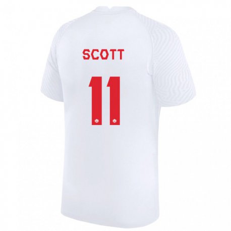 Kandiny Hombre Camiseta Canadá Desiree Scott #11 Blanco 2ª Equipación 22-24 La Camisa Chile