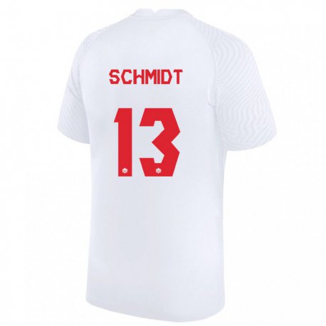 Kandiny Hombre Camiseta Canadá Sophie Schmidt #13 Blanco 2ª Equipación 22-24 La Camisa Chile