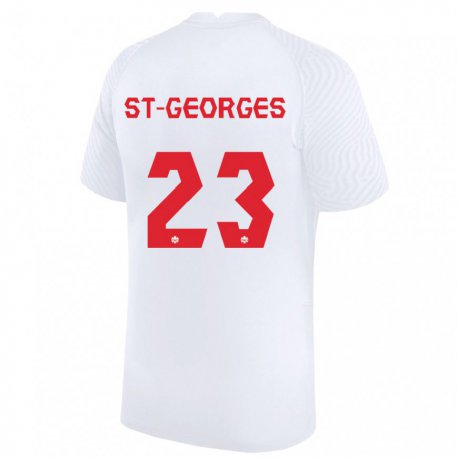 Kandiny Hombre Camiseta Canadá Bianca St Georges #23 Blanco 2ª Equipación 22-24 La Camisa Chile