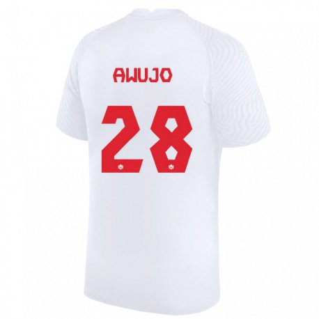 Kandiny Hombre Camiseta Canadá Simi Awujo #28 Blanco 2ª Equipación 22-24 La Camisa Chile