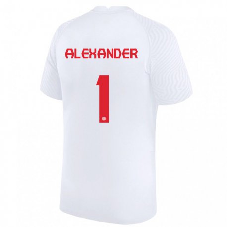 Kandiny Hombre Camiseta Canadá Ben Alexander #1 Blanco 2ª Equipación 22-24 La Camisa Chile