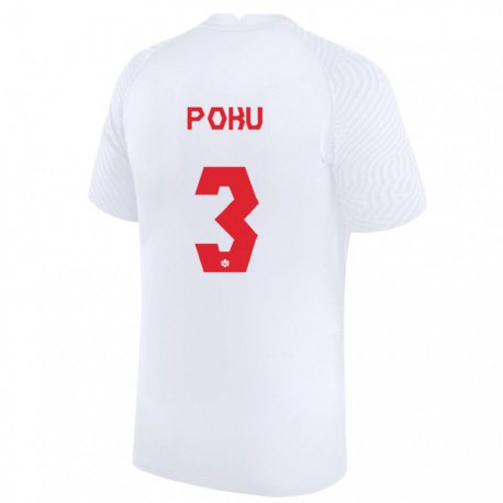 Kandiny Hombre Camiseta Canadá Kwasi Poku #3 Blanco 2ª Equipación 22-24 La Camisa Chile