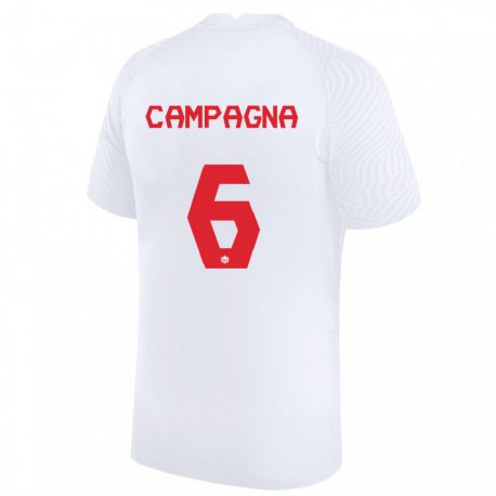 Kandiny Hombre Camiseta Canadá Matteo Campagna #6 Blanco 2ª Equipación 22-24 La Camisa Chile