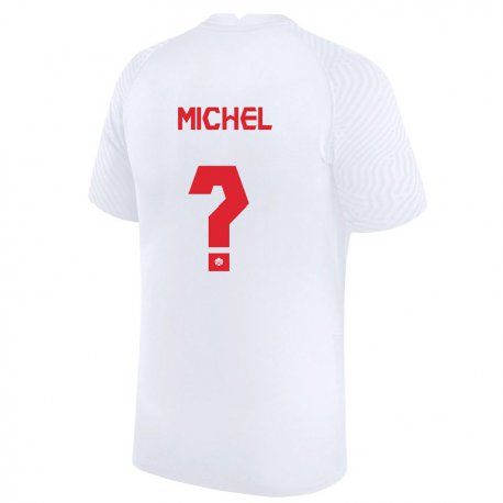 Kandiny Hombre Camiseta Canadá Dieu Merci Michel #0 Blanco 2ª Equipación 22-24 La Camisa Chile
