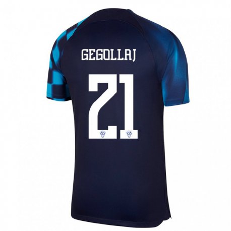 Kandiny Hombre Camiseta Croacia Fatjesa Gegollaj #21 Azul Oscuro 2ª Equipación 22-24 La Camisa Chile