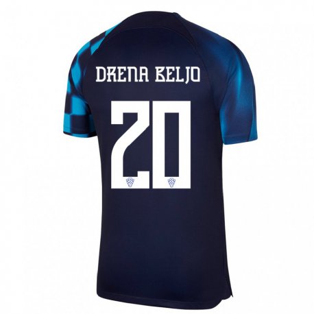 Kandiny Hombre Camiseta Croacia Dion Drena Beljo #20 Azul Oscuro 2ª Equipación 22-24 La Camisa Chile