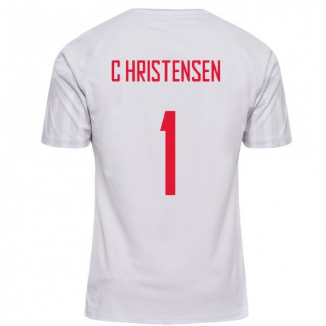 Kandiny Hombre Camiseta Dinamarca Lene Christensen #1 Blanco 2ª Equipación 22-24 La Camisa Chile