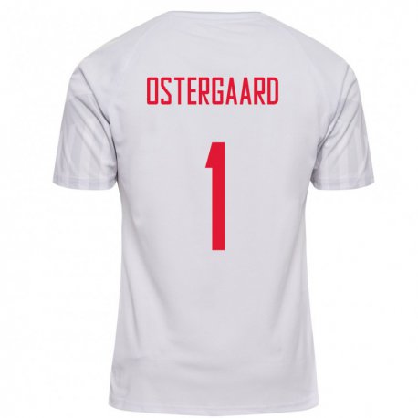Kandiny Hombre Camiseta Dinamarca Maja Bay Ostergaard #1 Blanco 2ª Equipación 22-24 La Camisa Chile