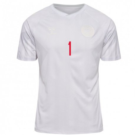 Kandiny Hombre Camiseta Dinamarca Laura Worsoe #1 Blanco 2ª Equipación 22-24 La Camisa Chile