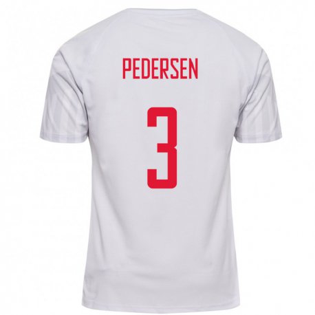 Kandiny Hombre Camiseta Dinamarca Stine Ballisager Pedersen #3 Blanco 2ª Equipación 22-24 La Camisa Chile