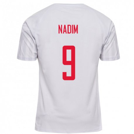 Kandiny Hombre Camiseta Dinamarca Nadia Nadim #9 Blanco 2ª Equipación 22-24 La Camisa Chile
