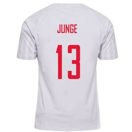 Kandiny Hombre Camiseta Dinamarca Sofie Junge #13 Blanco 2ª Equipación 22-24 La Camisa Chile