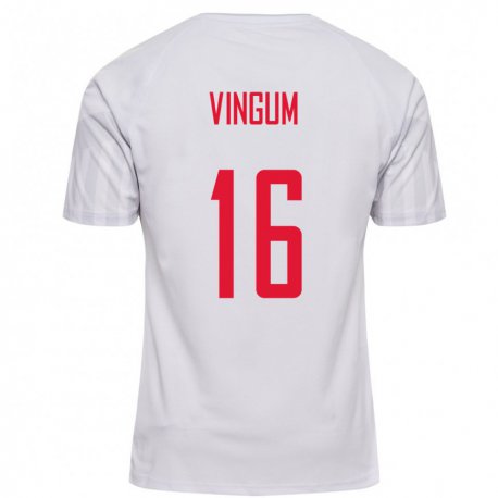 Kandiny Hombre Camiseta Dinamarca Alberte Vingum #16 Blanco 2ª Equipación 22-24 La Camisa Chile
