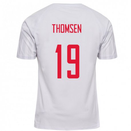 Kandiny Hombre Camiseta Dinamarca Janni Thomsen #19 Blanco 2ª Equipación 22-24 La Camisa Chile
