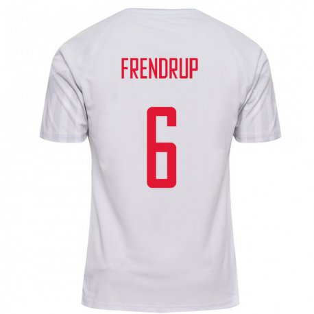 Kandiny Hombre Camiseta Dinamarca Morten Frendrup #6 Blanco 2ª Equipación 22-24 La Camisa Chile