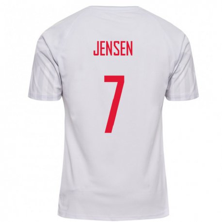 Kandiny Hombre Camiseta Dinamarca Victor Jensen #7 Blanco 2ª Equipación 22-24 La Camisa Chile