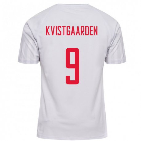 Kandiny Hombre Camiseta Dinamarca Mathias Kvistgaarden #9 Blanco 2ª Equipación 22-24 La Camisa Chile