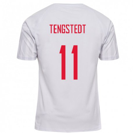Kandiny Hombre Camiseta Dinamarca Casper Tengstedt #11 Blanco 2ª Equipación 22-24 La Camisa Chile