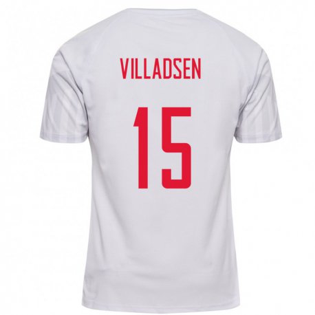 Kandiny Hombre Camiseta Dinamarca Oliver Villadsen #15 Blanco 2ª Equipación 22-24 La Camisa Chile