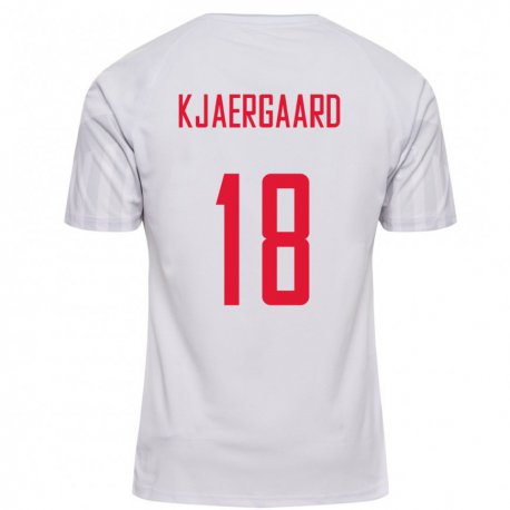 Kandiny Hombre Camiseta Dinamarca Maurits Kjaergaard #18 Blanco 2ª Equipación 22-24 La Camisa Chile