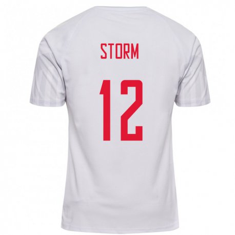 Kandiny Hombre Camiseta Dinamarca Tobias Storm #12 Blanco 2ª Equipación 22-24 La Camisa Chile