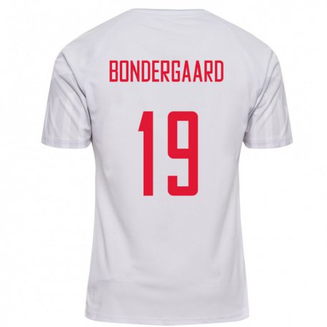 Kandiny Hombre Camiseta Dinamarca Asbjorn Bondergaard #19 Blanco 2ª Equipación 22-24 La Camisa Chile