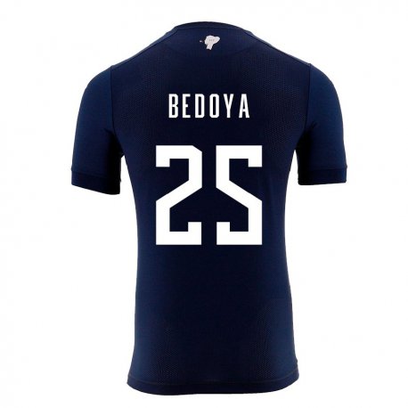 Kandiny Hombre Camiseta Ecuador Jaydah Bedoya #25 Azul Marino 2ª Equipación 22-24 La Camisa Chile