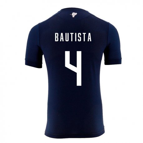 Kandiny Hombre Camiseta Ecuador Davis Bautista #4 Azul Marino 2ª Equipación 22-24 La Camisa Chile