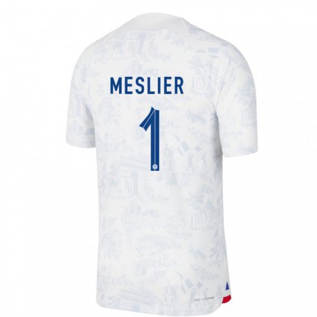 Kandiny Hombre Camiseta Francia Illan Meslier #1 Blanco Azul 2ª Equipación 22-24 La Camisa Chile