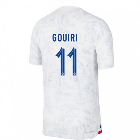 Kandiny Hombre Camiseta Francia Amine Gouiri #11 Blanco Azul 2ª Equipación 22-24 La Camisa Chile