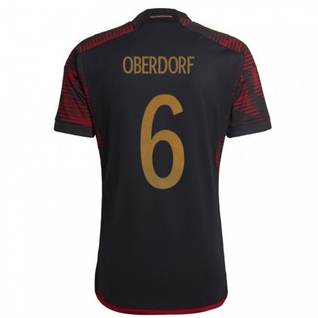 Kandiny Hombre Camiseta Alemania Lena Oberdorf #6 Granate Negro 2ª Equipación 22-24 La Camisa Chile