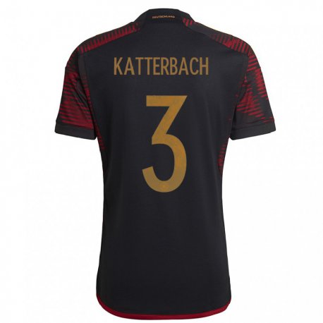 Kandiny Hombre Camiseta Alemania Noah Katterbach #3 Granate Negro 2ª Equipación 22-24 La Camisa Chile