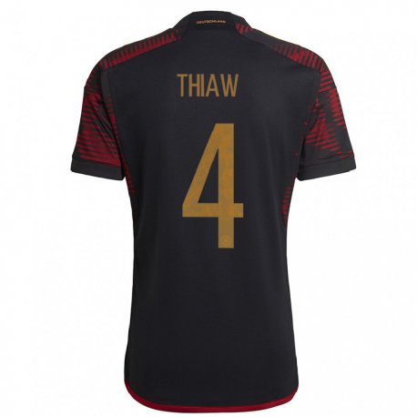 Kandiny Hombre Camiseta Alemania Malick Thiaw #4 Granate Negro 2ª Equipación 22-24 La Camisa Chile