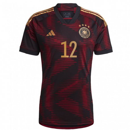 Kandiny Hombre Camiseta Alemania Christian Fruchtl #12 Granate Negro 2ª Equipación 22-24 La Camisa Chile