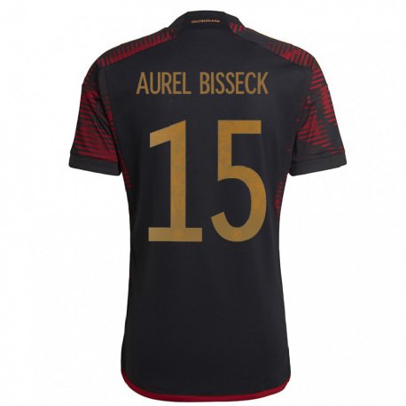 Kandiny Hombre Camiseta Alemania Yann Aurel Bisseck #15 Granate Negro 2ª Equipación 22-24 La Camisa Chile
