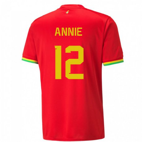 Kandiny Hombre Camiseta Ghana Henrietta Annie #12 Rojo 2ª Equipación 22-24 La Camisa Chile