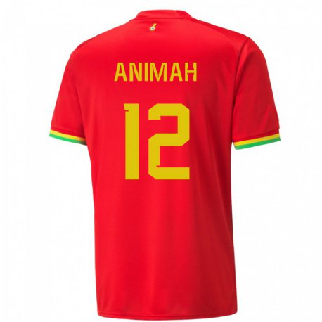 Kandiny Hombre Camiseta Ghana Grace Animah #12 Rojo 2ª Equipación 22-24 La Camisa Chile