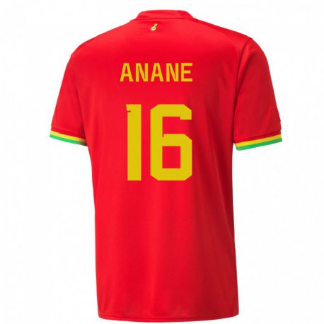 Kandiny Hombre Camiseta Ghana Vincent Anane #16 Rojo 2ª Equipación 22-24 La Camisa Chile