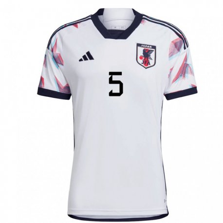 Kandiny Hombre Camiseta Japón Yoshihiro Shimoda #5 Blanco 2ª Equipación 22-24 La Camisa Chile
