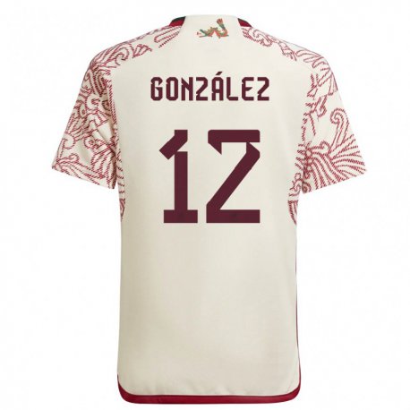 Kandiny Hombre Camiseta México Itzel Gonzalez #12 Maravilla Blanco Rojo 2ª Equipación 22-24 La Camisa Chile