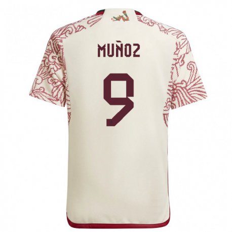 Kandiny Hombre Camiseta México Santiago Munoz #9 Maravilla Blanco Rojo 2ª Equipación 22-24 La Camisa Chile