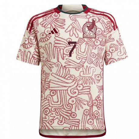 Kandiny Hombre Camiseta México Christian Torres #7 Maravilla Blanco Rojo 2ª Equipación 22-24 La Camisa Chile