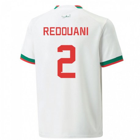 Kandiny Hombre Camiseta Marruecos Zineb Redouani #2 Blanco 2ª Equipación 22-24 La Camisa Chile