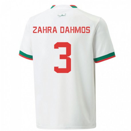 Kandiny Hombre Camiseta Marruecos Fatima Zahra Dahmos #3 Blanco 2ª Equipación 22-24 La Camisa Chile