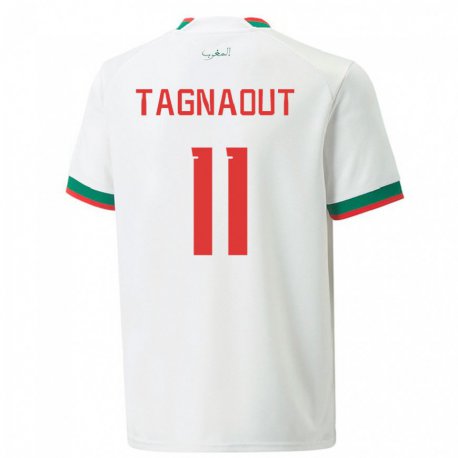 Kandiny Hombre Camiseta Marruecos Fatima Tagnaout #11 Blanco 2ª Equipación 22-24 La Camisa Chile