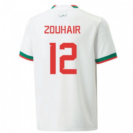 Kandiny Hombre Camiseta Marruecos Assia Zouhair #12 Blanco 2ª Equipación 22-24 La Camisa Chile
