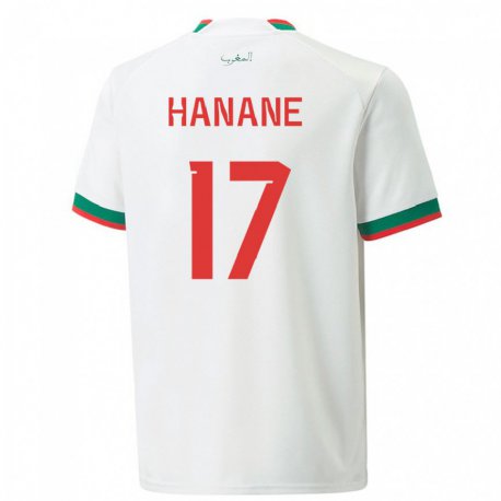 Kandiny Hombre Camiseta Marruecos Hanane Ait El Haj #17 Blanco 2ª Equipación 22-24 La Camisa Chile